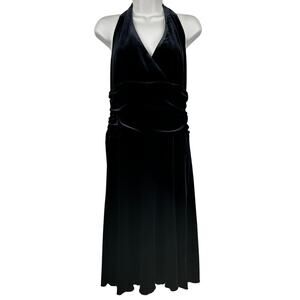 AB Studio Velvet Dress Baby Doll Halter Y2K Black Large Whimsygoth Whitchy